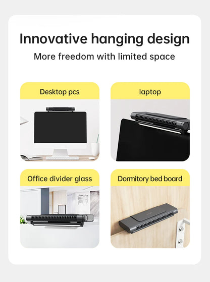 2026 Upgraded Portable Air Conditioner USB Charger Adjustable Office Computer Screen Mounted Electric Fan Desktop Tower F