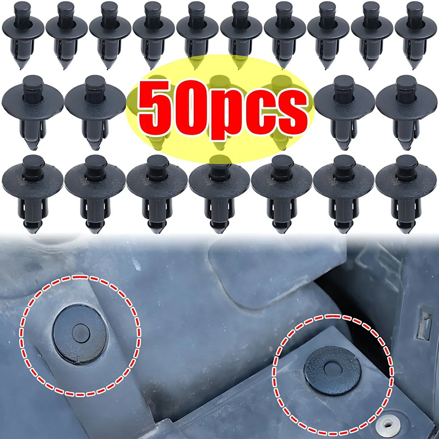 Car 8mm/6mm Hole Plastic Rivets Fastener Push Clip Black Auto Vehicle Door Trim Panel Retainer Fastener Clip Car Accessories