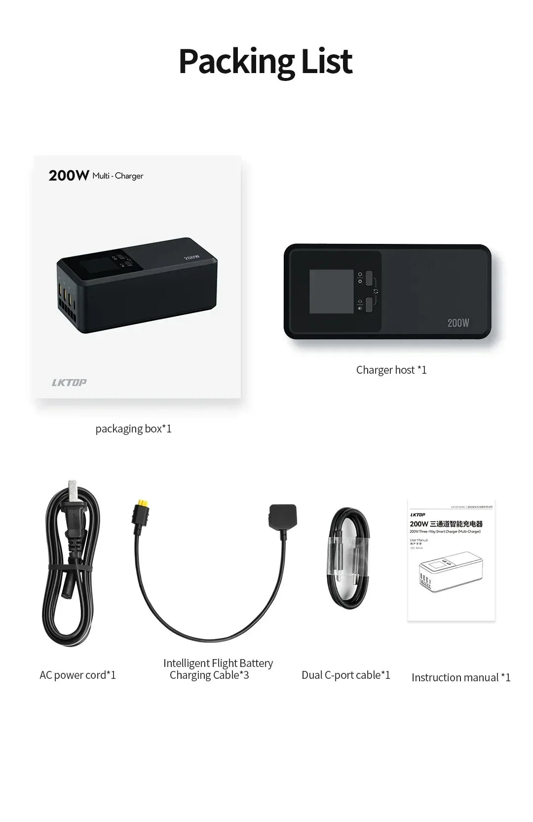 JHDDJI Matrice 4T/4E Battery Charger 200W Butler three-channel smart charger can charge 3 batteries at the same time