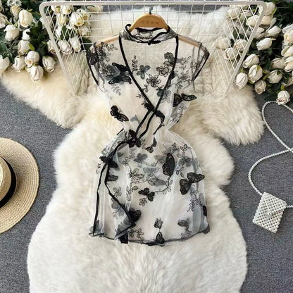 Woman Plus Size Sexy V-Neck Strap Dress Lace Trim Slim Short Dress Women Fashion Comfortable Dress Party Hotsweet