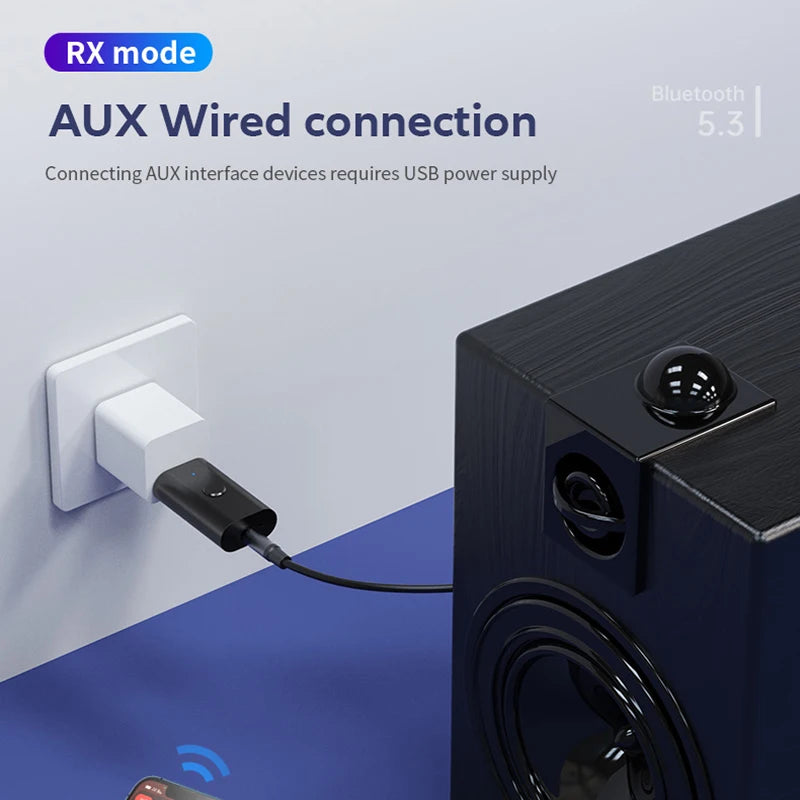 4 in 1 Wireless Bluetooth AUX Adapter Bluetooth 5.3 Car Audio Receiver Transmitter USB to 3.5mm Jack Music Mic Handsfree Adapter