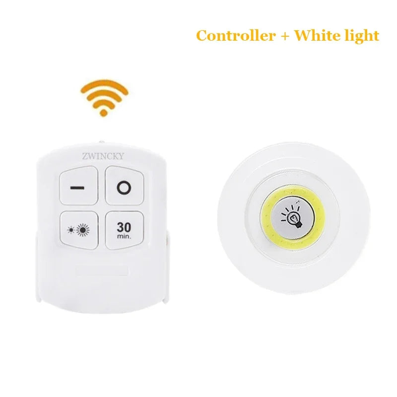 3W Super Bright Cob Under Cabinet Light LED Wireless Remote Control Dimmable Wardrobe Night Lamp Home Bedroom Closet Kitchen