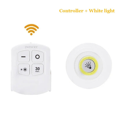 3W Super Bright Cob Under Cabinet Light LED Wireless Remote Control Dimmable Wardrobe Night Lamp Home Bedroom Closet Kitchen