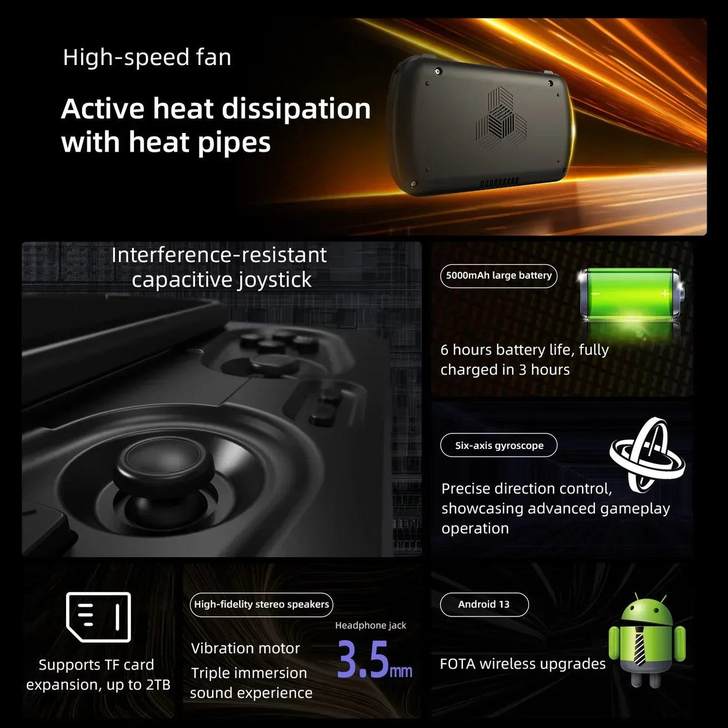Anbernic RG Slide Handheld Game Console 4.7-inch LTPS In-Cell Screen Android 5000mAh Video Gaming Player Supports 1080p-Port Out