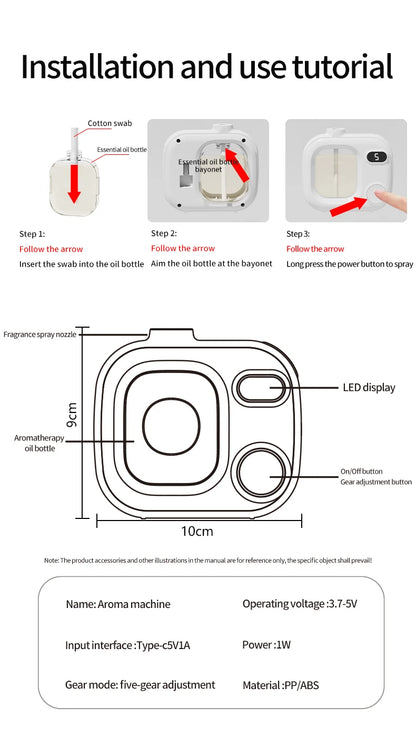 Searide Aromatherapy Machine Automatic Fragrance Spraying Bathroom Deodorization 50ML Essential Oil For Home Bedroom Toilet