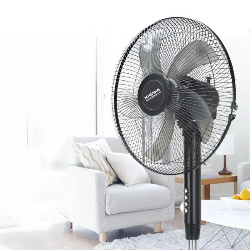 Household Silent Remote Control Standing Fan-5-Blade Powerful Oscillating Fan with Energy-Saving Motor, Adjustable Height