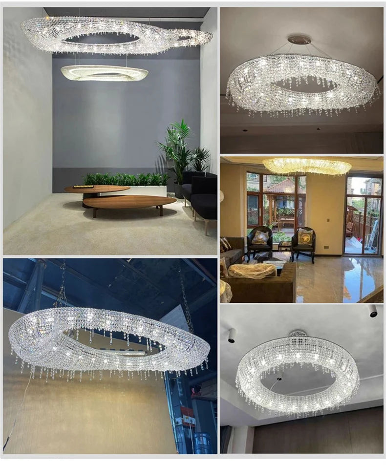 2025 Modern Luxury Round Oval Crystal Chandelier For Living Dining Room Chrome Luster LED Pendant Lights Hotel Duplex Villa Lamp