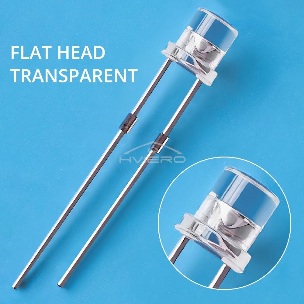 100pcs F3 3mm Flat Led Ultra Bright Diodes Wide Angle Light Emitting Bulbs Signage Decoration Advertising Lamp Ambient Building