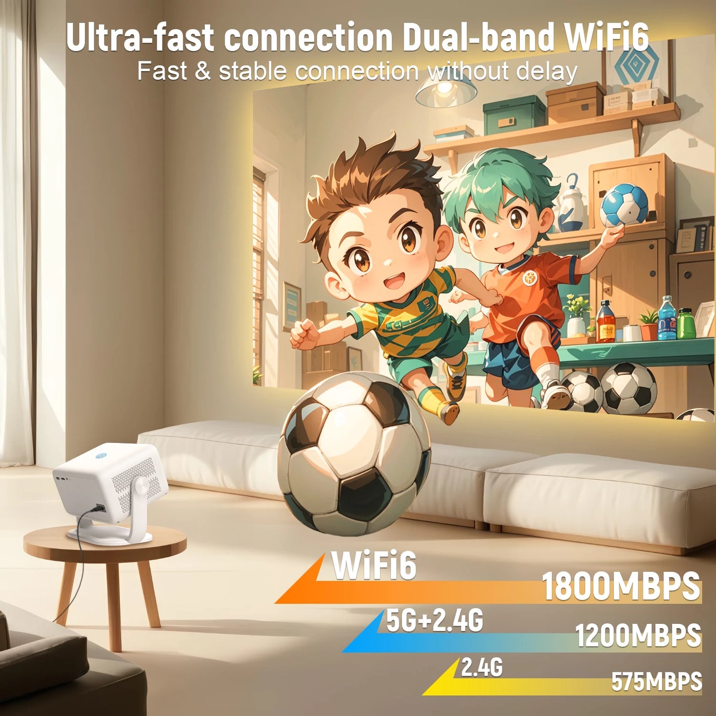 Velec Projector Compatible with Netflix 650ANSI Android 13 Portable 4K Native Wifi6 BT5.2 1080P TP350 Auto Keystone Correction