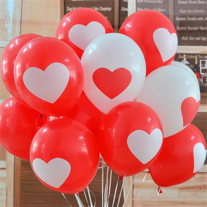 6Pcs Red/White Anniversary Heart Love Spiral Swirl Hanging Garland Balloon Straws for Valentine's Day Wedding Party Decorations