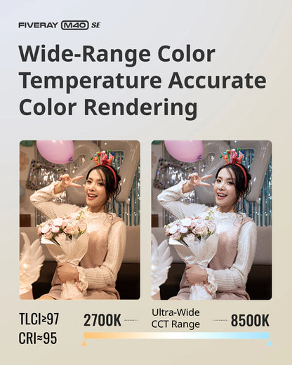 NEW ZHIYUN FIVERAY M40 SE 40W Portable LED Video Light Bi-Color 2700K-8500K Photography Fill Light for Vlog Live Streaming