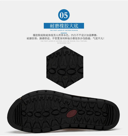 Men Sandals Summer Leather Men Shoes Breathable Walking Beach Slippers Outdoor Sandals Flat Casual  High Quality Fashion Sandals