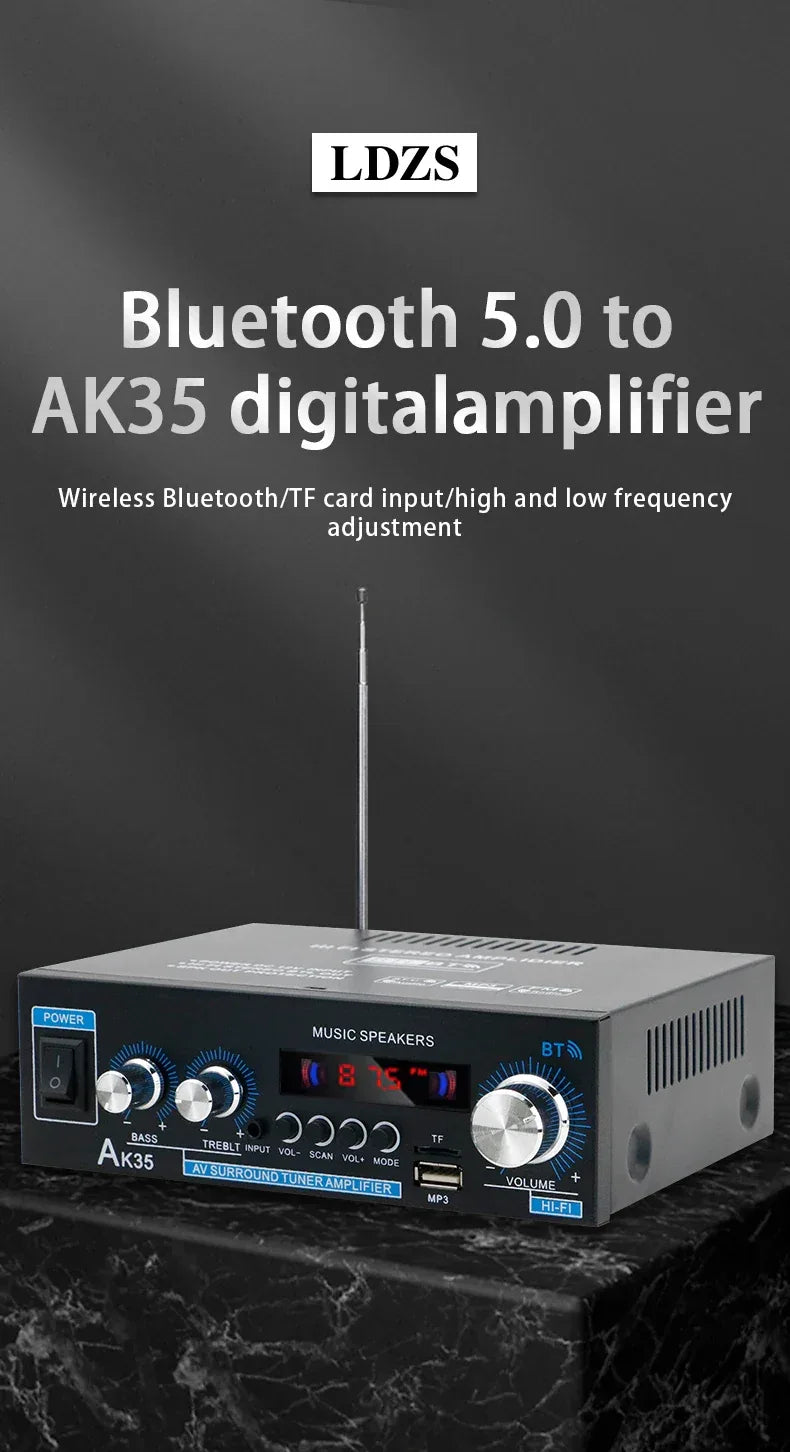 Home High-power Bluetooth Power Amplifier 2.0 Channel Constant Resistance Mini Power Amplifier Small Car Power Amplifier Multy