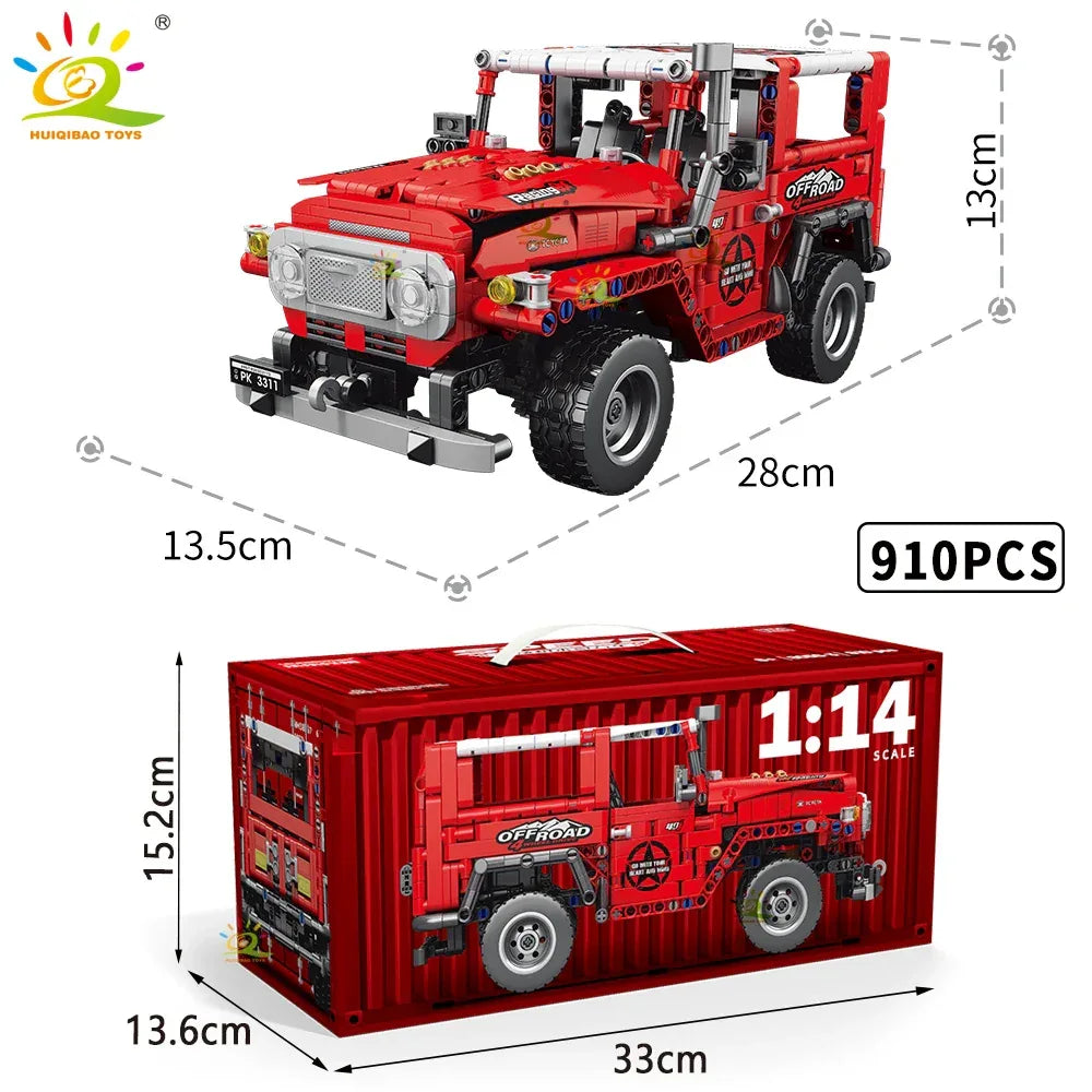HUIQIBAO 1:14 Off-road Vehicle Racing Car Technical Model Building Block MOC Truck Brick Children City Construction Toy Boy Game