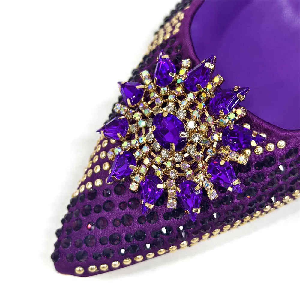 Venus Chan 2024 Summer New Design Specials Italian Women Shoes and Bag Set Fuchsia Color Comfortable High Heels With Rhinestone