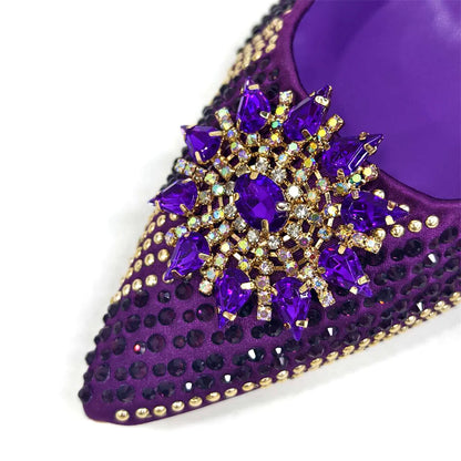 Venus Chan 2024 Summer New Design Specials Italian Women Shoes and Bag Set Fuchsia Color Comfortable High Heels With Rhinestone