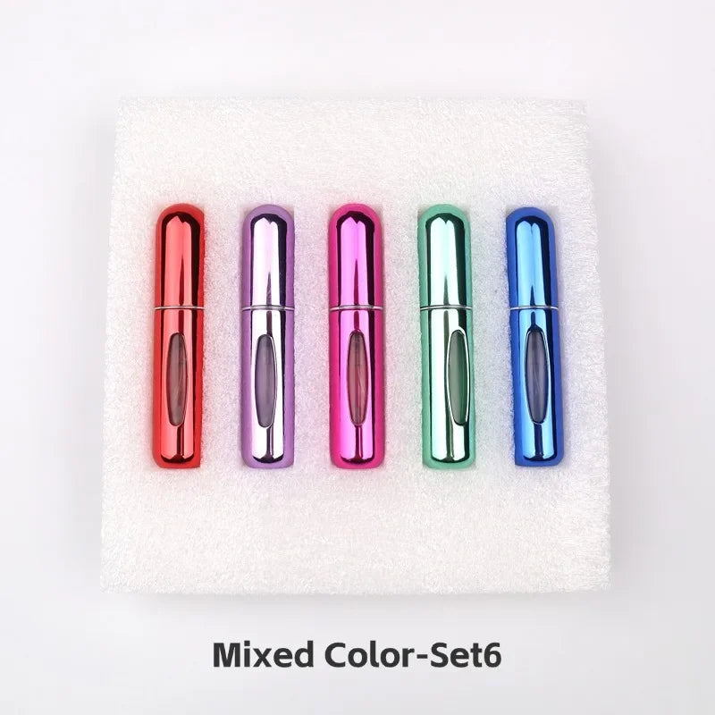 New Hot 5pcs Sets Portable 5ml Perfume Refill Bottle Refillable Spray Scent Pump Empty Atomizer Cosmetic Containers Travel Gift
