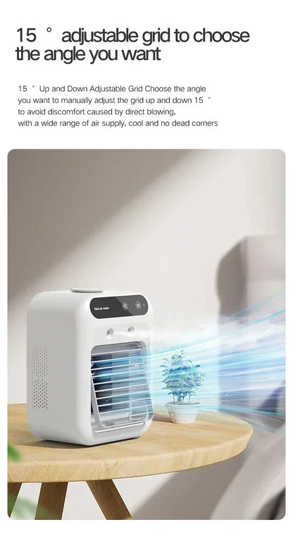 Mini Air Cooler Fan Portable Desktop Cooling Fan with Spray Humidification 2 Wind Speeds Rechargeable for Home Office Cooling