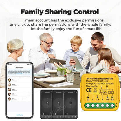 Tuya WiFi RF433 Smart Curtain Switch Controller Connect Roller Shutters Blinds Motor Switch Smart Life APP For Alexa Google Home
