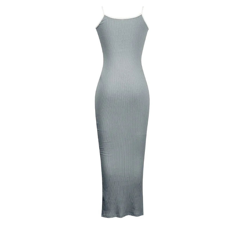 Fashion Sexy Skinny Kint Dress Backless Evening Maxi Dress Women Party Club Ladies Bodycon Peach Slim Hip Elegant Long Dresses