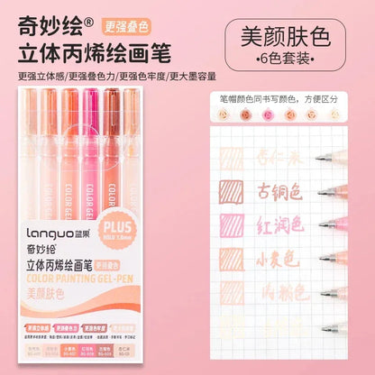 150/6 Colors Acrylic Gel Pen Student Diary Scrapbook Painting DIY Gel Pen Set Color Drawing Doodling Art Markers School Supplies