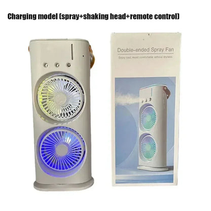 New USB Portable Dual Fan Air Cooler High-Power Desktop Fan with Cooling Mist Humidifier for Office Dormitory Home Use
