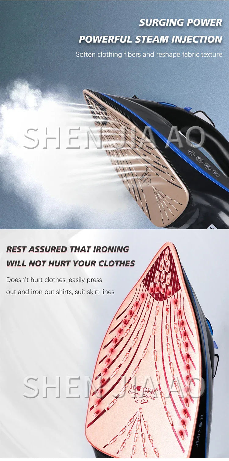 Electric Steam Iron Home Appliance Handheld Cloth Iron for Clothes Ceramic Plate Large Steam 2200W for household