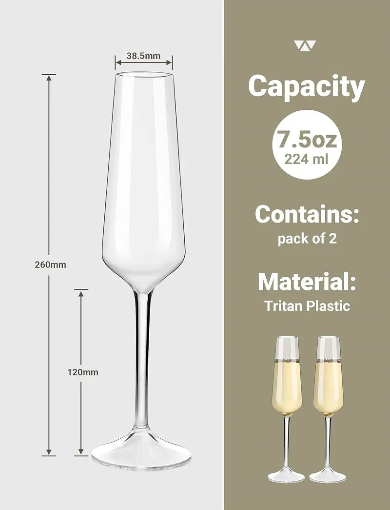 MICHLEY Unbreakable Champagne Flutes Glasses Set Plastic Tritan Sparkling Wine Glass For Wedding Party Picnic Barware 2/4 pcs