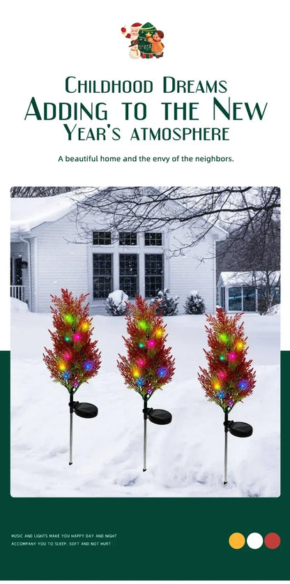 Solar LED Lights Christmas Tree Lawn Lamp Holiday Lantern For House Festive Wedding Courtyard Garden Decoration RGB Light
