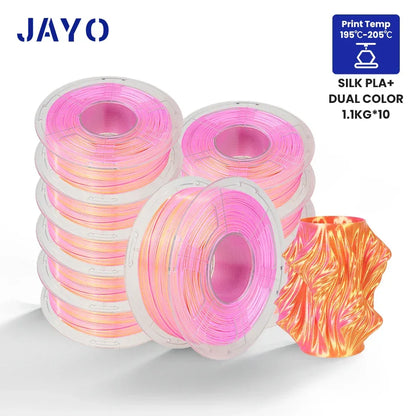 JAYO 10Rolls SILK PLA+ 3D Filament 1.75mm SILK PLA Rainbow  Filament for FDM 3D Printer SILK Dual & Triple 3D Printing Materials