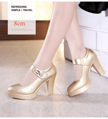 5 8 10cm Small Size 32-44 Elegant Gold Silver Wedding Shoes Women Platform Pumps 2026 Block High Heels Shoes Dress Office Model