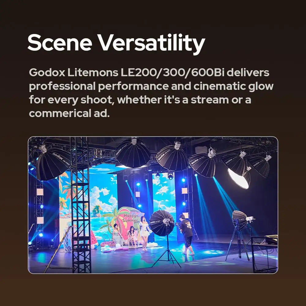 Godox Litemons LE200Bi/LE300Bi/LE600Bi Bi-color LED Light Unmatched Brightness APP Control with Bowens Mount for Shooting