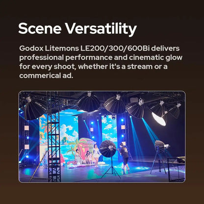 Godox Litemons LE200Bi/LE300Bi/LE600Bi Bi-color LED Light Unmatched Brightness APP Control with Bowens Mount for Shooting