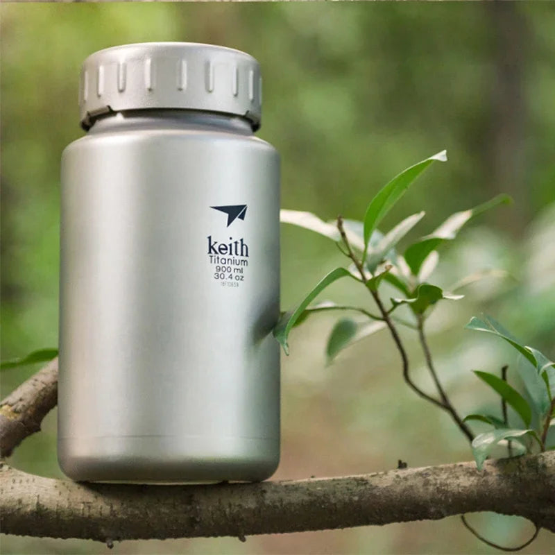 Keith Titanium Sports Bottle 0.9L/1.2L Large Capacity Kettle Outdoor Camping Drinkware Wide Mouth Non-threaded Water Bottle