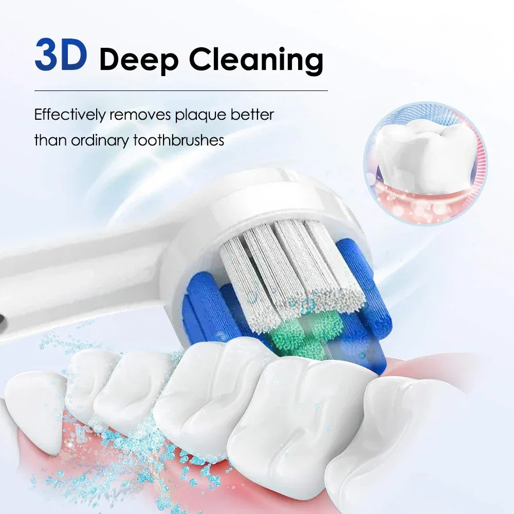 Smart Rotating Electric Toothbrush Rechargeable Rotary Toothbrush with 4 Soft Replacement Heads for Adults
