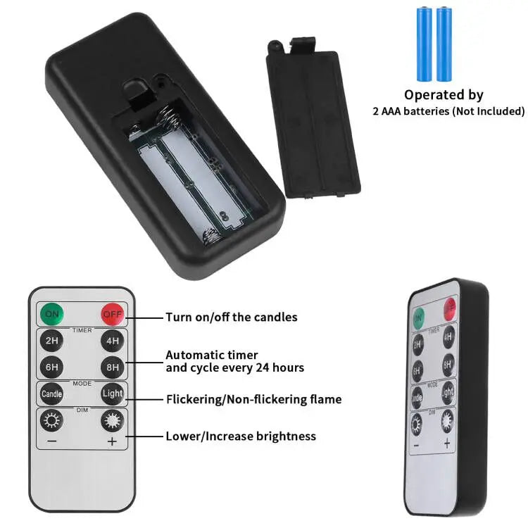 Lot de 6 bougies décoratives LED sans flamme, à piles, avec télécommande et minuterie, pour la maison, les fêtes et les mariages.