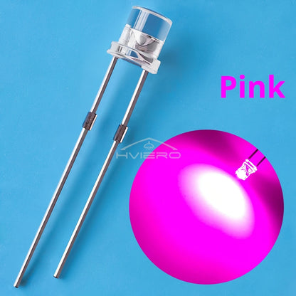 100pcs F3 3mm Flat Led Ultra Bright Diodes Wide Angle Light Emitting Bulbs Signage Decoration Advertising Lamp Ambient Building