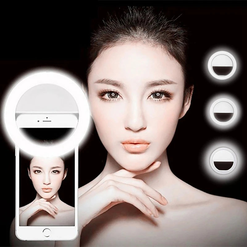 Led Selfie Ring Light Mobile Phone Lens Lamp Adjustable Live Brightness Portable Selfie Fill Ring Light For iPhone Xiaomi Huawei