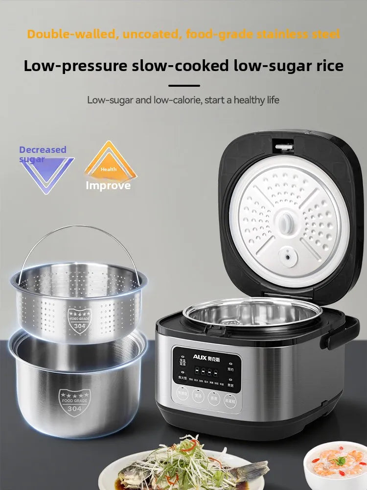 Low sugar rice cooker rice soup separation steaming 2-3L uncoated stainless steel rice cooker timer reservation