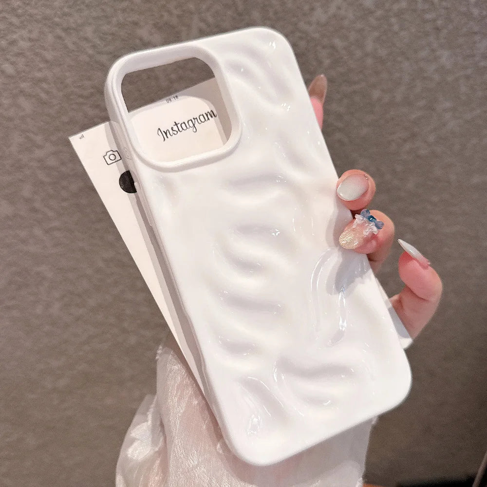 Luxury Soft Silicone For iPhone 11 12 13 14 15 16 17 Pro Max Plus Wave Fold Pattern Candy Bumper Back Cases Protective Cover