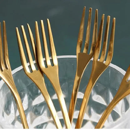 6PCS Creative Leaf Shape Fruit Dessert Fork European Small Fork Fork Kitchen Utensils