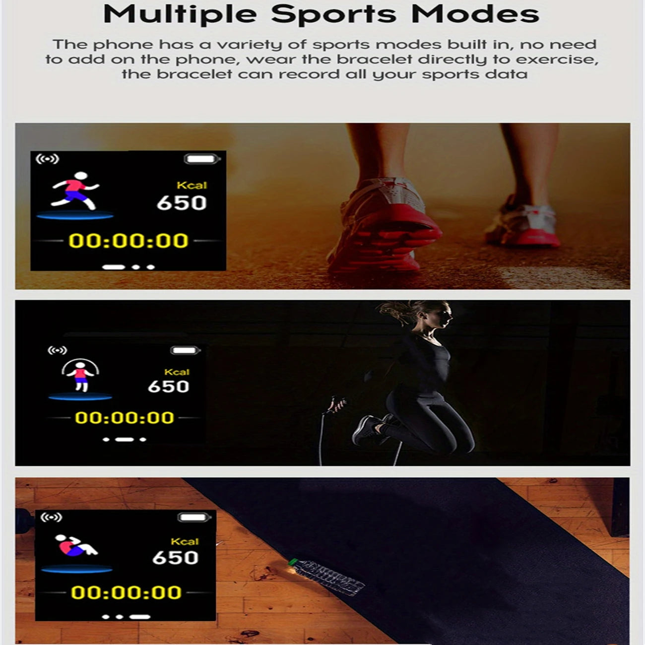 Montre connectée sport pour femme et homme, avec lecteur de musique intégré, suivi d'activité, podomètre et réveil (Y68 D20).