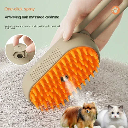 Steamy Dog Brush Electric Spray Cat Hair Brush 3 in1 Dog Steamer Brush for Massage Pet Grooming Removing Tangled and Loose Hair by PDG ibma