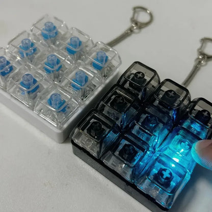LED 9 Keys Keycap Keychains for Women Men Luminous Stress Relief Finger Pendants Fidget Keyboard Backpack Key Button Keyrings