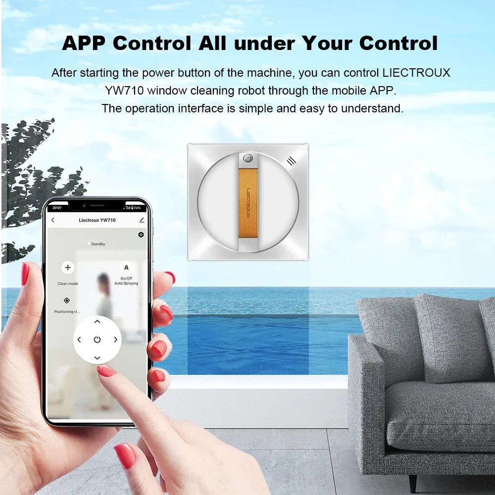   (promo code: AEEU03 )Liectroux YW710 Robot Window Cleaner,Double Water Spray,Strong Vacuum,Home Floor Wall Window Cleaning Robot,App&Remote Control