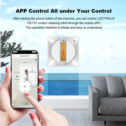   (promo code: AEEU03 )Liectroux YW710 Robot Window Cleaner,Double Water Spray,Strong Vacuum,Home Floor Wall Window Cleaning Robot,App&Remote Control