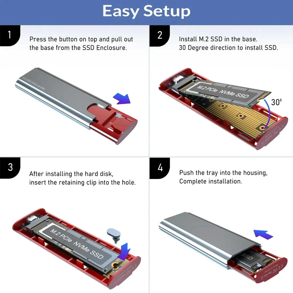 M2 NVMe SATA SSD Case 10Gbps SSD Box M.2 NVME NGFF SSD to USB 3.1 Enclosure Type-A to Type-C Cable for M.2 SSD  PC Accessories