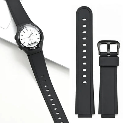 Resin Strap for Casio  AW-90H Sport Waterproof Stainless Steel Buckle Men's Rubber Replace Band Bracelet Watch Accessories