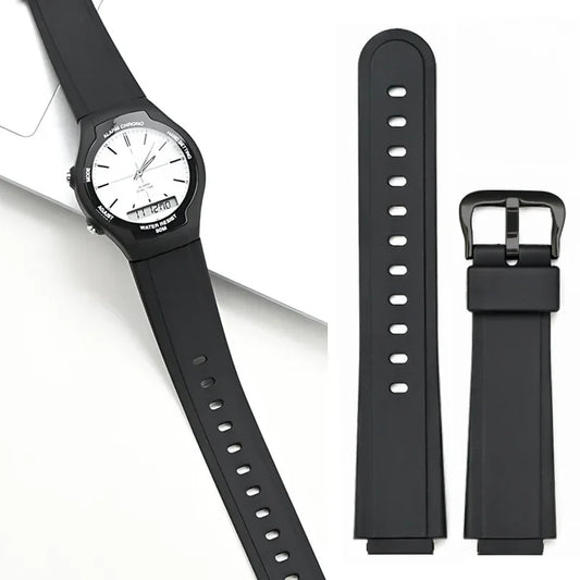 Resin Strap for Casio  AW-90H Sport Waterproof Stainless Steel Buckle Men's Rubber Replace Band Bracelet Watch Accessories
