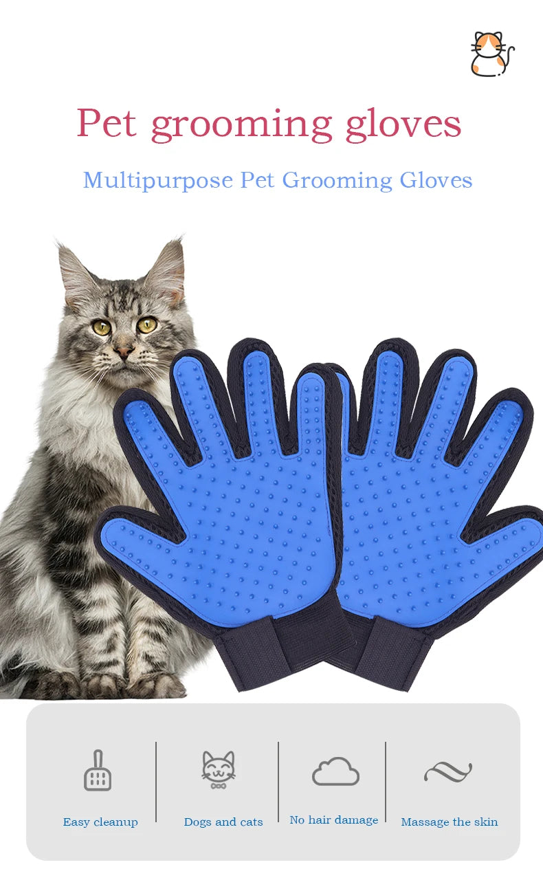 Pet Glove Cat Grooming Glove Cat Hair Deshedding Brush Gloves Dog Comb for Cats Bath Hair Remover Clean Massage Brush For Animal